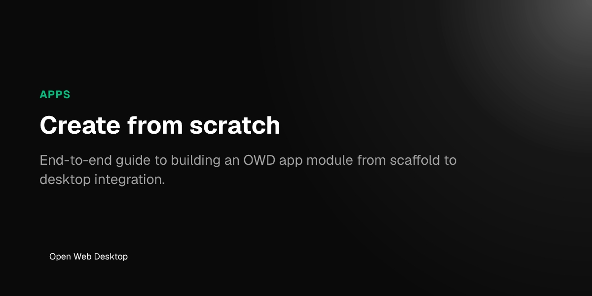 Create from scratch - Open Web Desktop